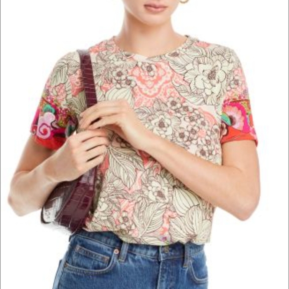 Johnny Was Size Medium Multicolor Floral Short Sleeve Top T-shirt - Picture 2 of 9